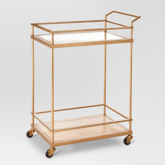 Threshold™ Wood & Glass Gold Finish Bar Cart 