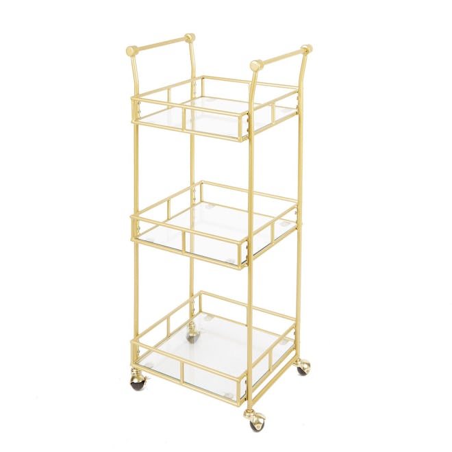 Silverwood Collier 3 Tier Square Bar Cart Gold