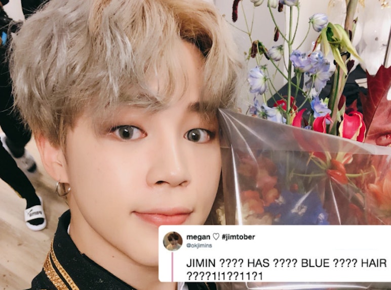 Blue hair boy BTS Jimin - wide 3