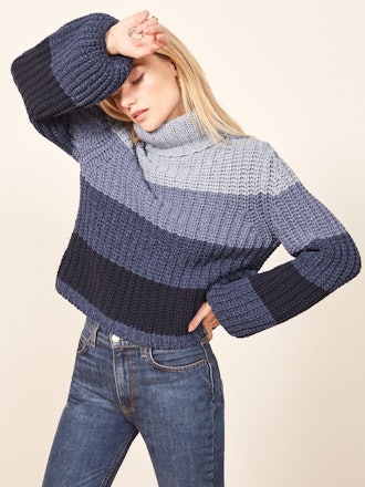  La Ligne X Reformation Color-Me-Happy Sweater in Blue Stripe
