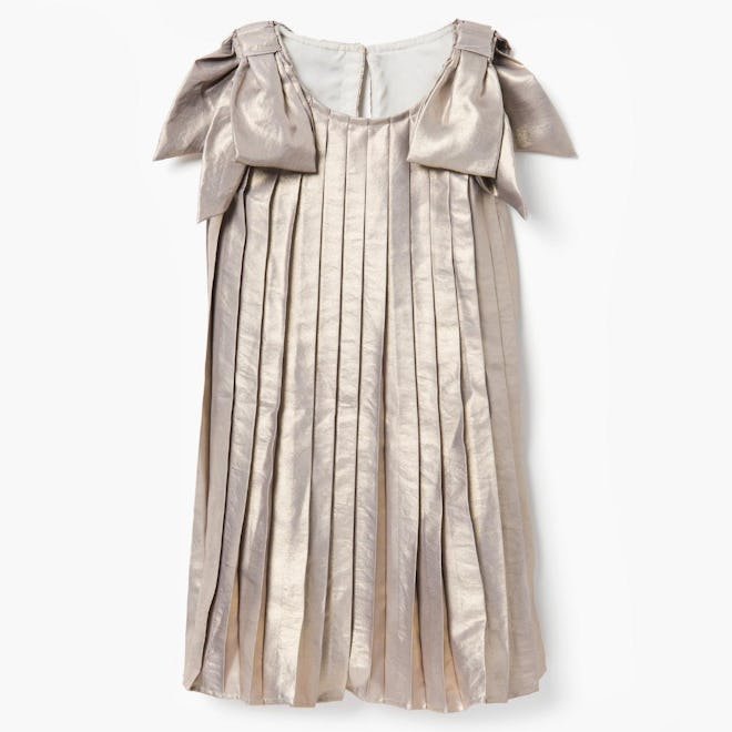 Pleated Metallic Mini Dress