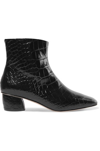LOQ Matea Croc-Effect Leather Ankle Boots