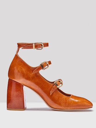 Mary Walnut Leather Heels