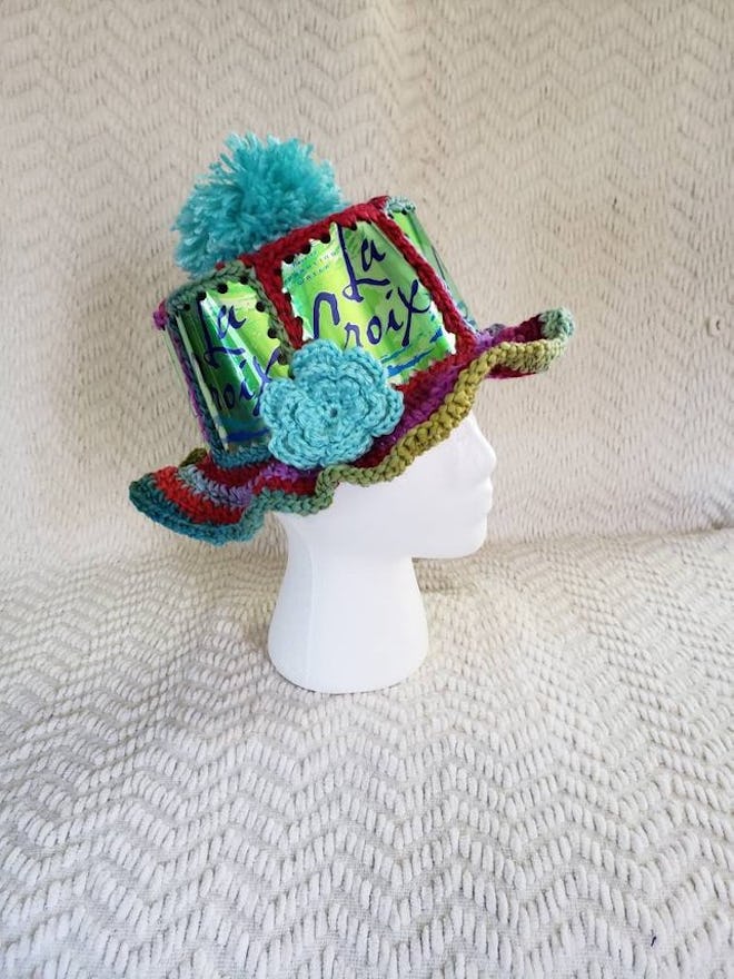 LaCroix Lime Handmade Crochet Sparkling Water Can Hat