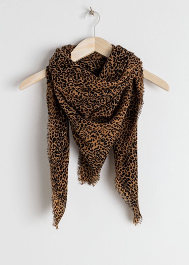 Leopard Print Wool Scarf