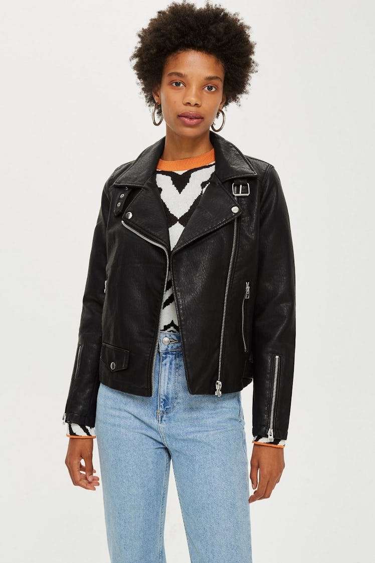 Leather Look Biker Jacket