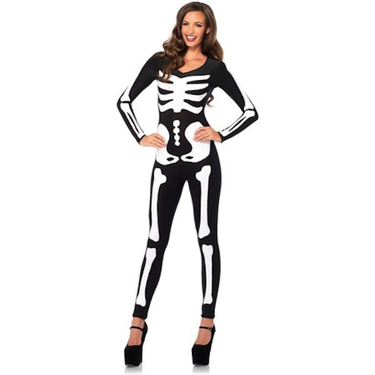 Leg Avenue Glow In The Dark Skeleton Catsuit Adult Halloween Costume 
