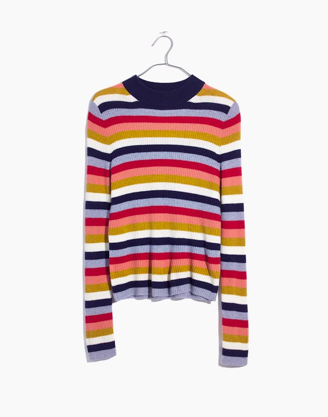 Mockneck Pullover Sweater in Stripe