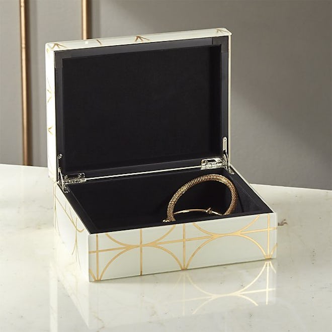 Circuit White And Gold Glass Jewelry Box