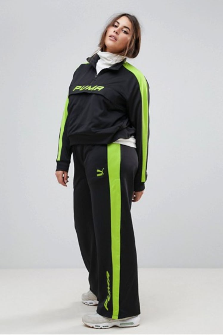 Puma Exclusive To ASOS Plus Track Pant In Black And Lime Green