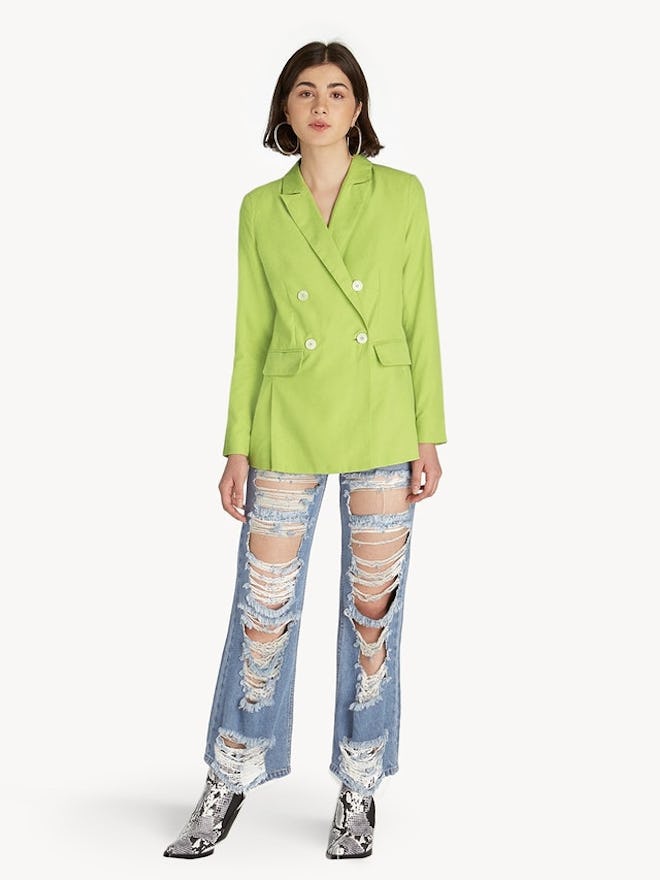 Oversize Double Breasted Blazer in Light Green 