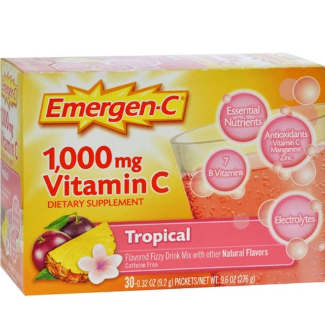 Emergen-C Vitamin C Fizzy Drink Mix, 1000 mg, Tropical