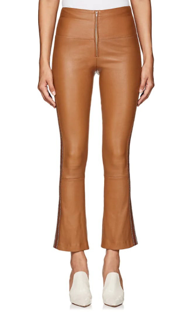 Leather Flared-Leg Pants