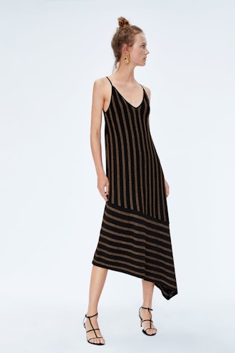 Striped Dress With Metallic Thread