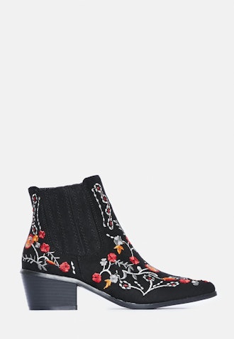 Black Floral Embroidered Western Boots