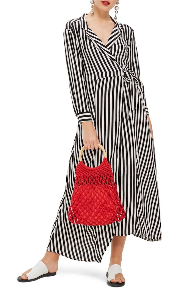 Stripe Wrap Midi Shirtdress