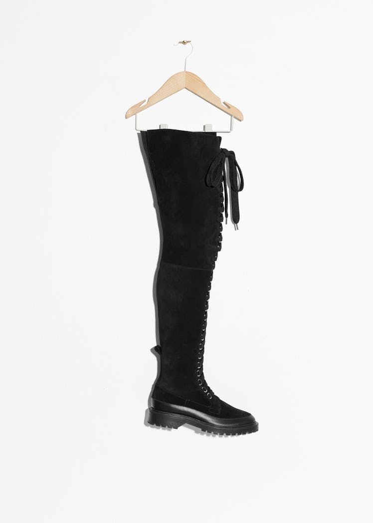 Suede Lace-Up Over Knee Boot