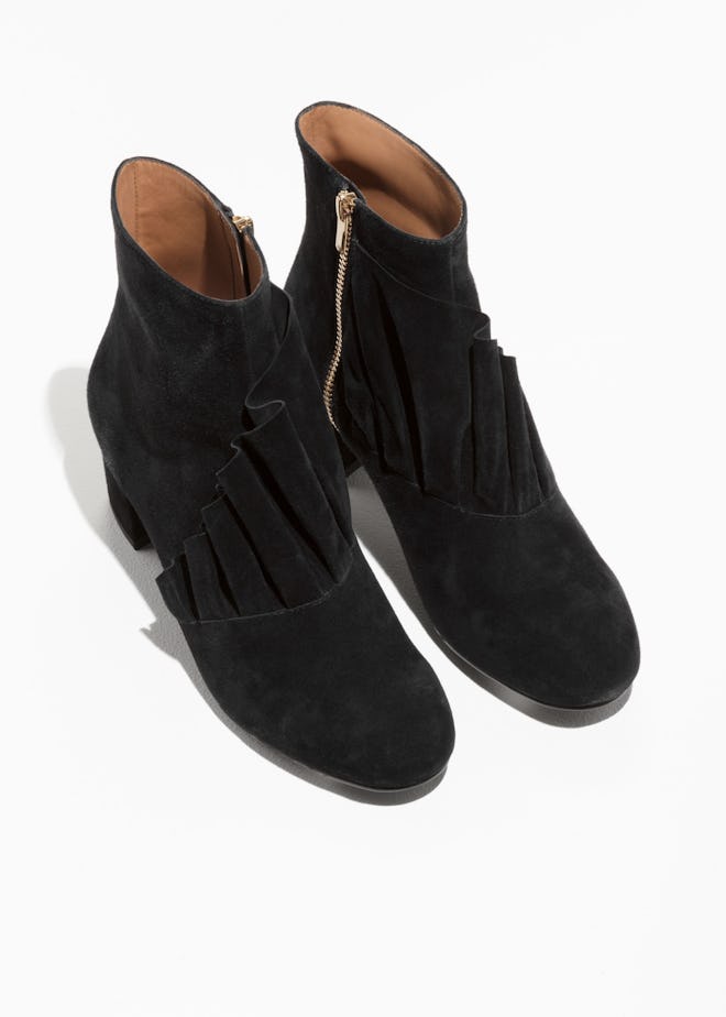 Frill Suede Ankle Boots