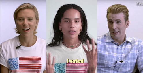 Chris evans, scarlett johansson and zoe kravitz saying that they voted