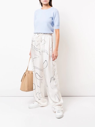 Wide-Leg Printed Trousers