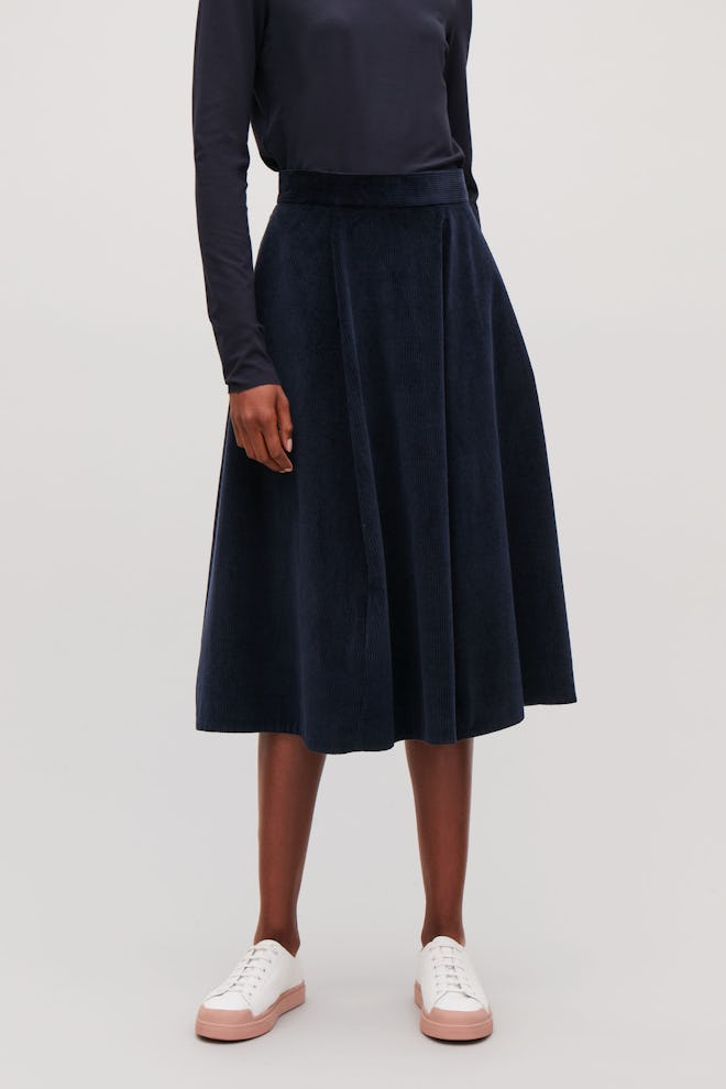 Panelled A-Line Corduroy Skirt