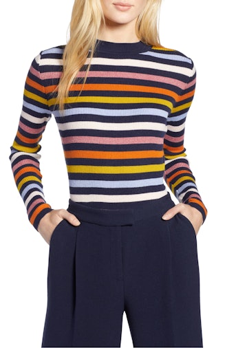 Halogen® x Atlantic-Pacific Shimmer Stripe Sweater 
