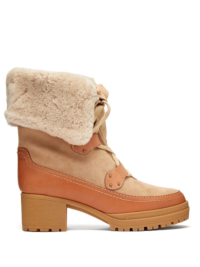 Eileen Lace-Up Shearling Boots