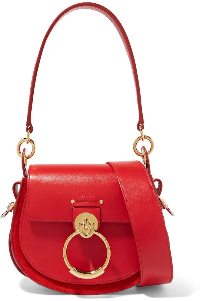 Chloé Tess Small Leather And Suede Shoulder Bag