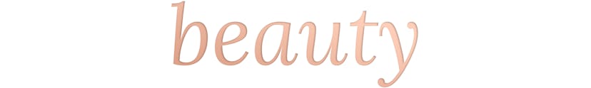 Pink "beauty" text on white background