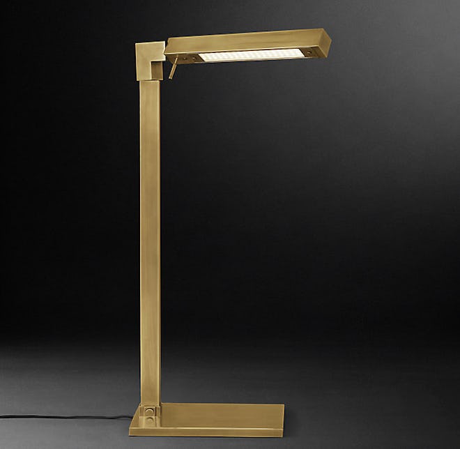 Cannele Task Floor Lamp in Lacquered Burnished Brass