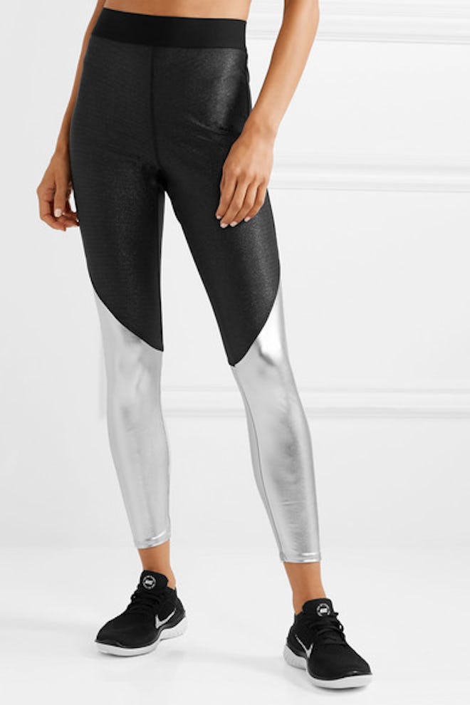 Stellar Glittered Stretch And Metallic Vinyl Leggings