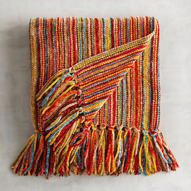 Chenille Streamers Multi Striped Throw