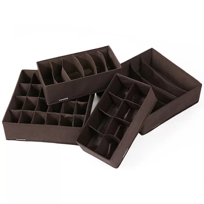4 Piece Foldable Box Drawer Divider Underbed Storage Set