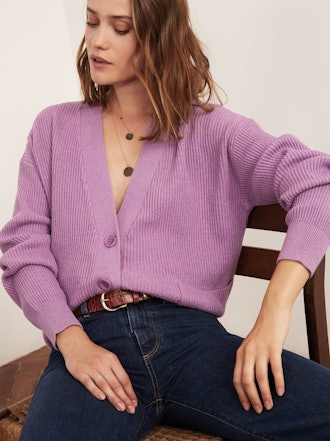 Sana Purple V-Neck Sweater 