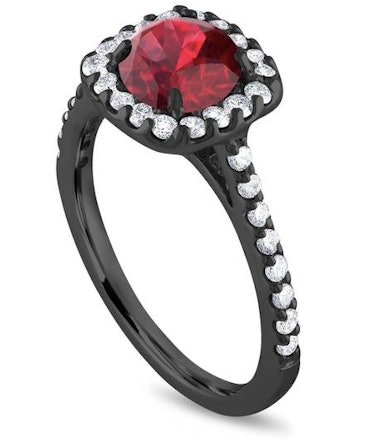 Two Carat Garnet Engagement Ring Set, Certified Handmade