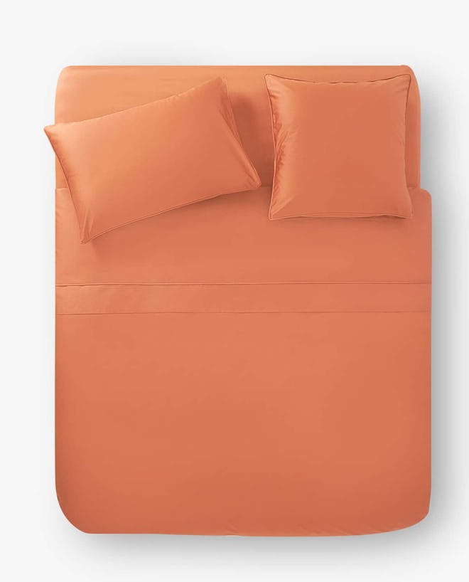 Terracotta Sateen Duvet Cover With Piping