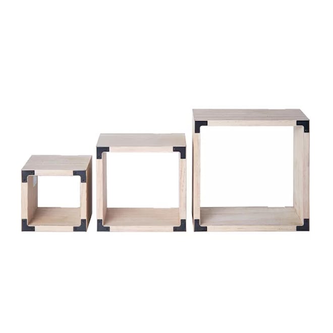 Munson Light Wood Square Cubes 3 Piece Wall Shelf Set