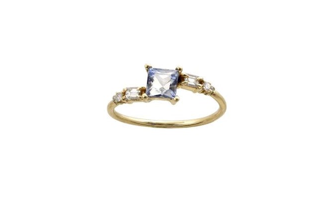 One Of A Kind Blue French Cut Crossover Ring