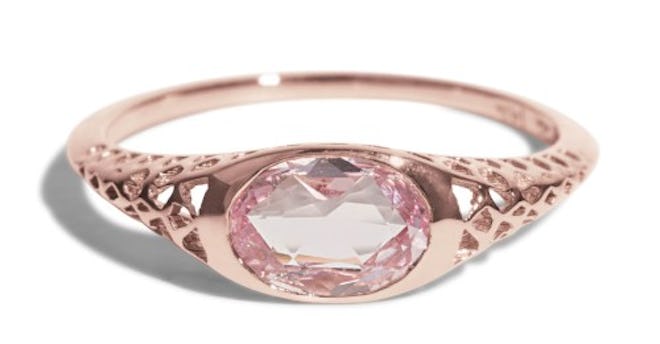 Bario Neal Filigree Rose Cut Oval Pink Sapphire Ring