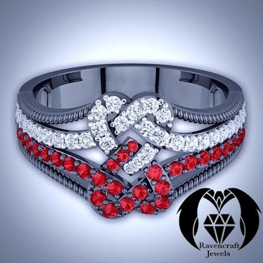 Jack and Sally Infinity Heart Ruby and Diamond Engagement Ring