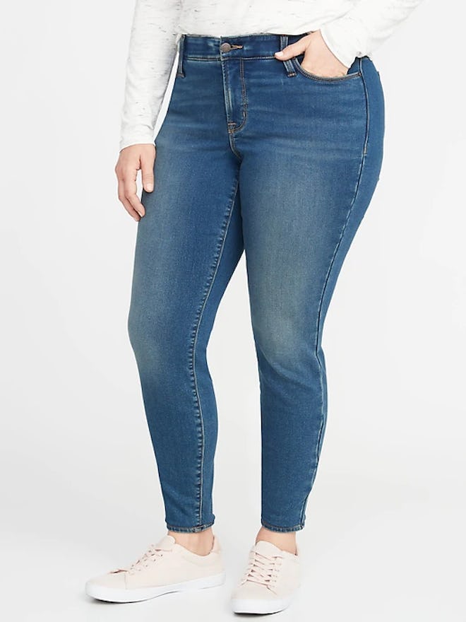 High-Rise Secret-Slim Pockets + Waistband Built-In Warm Rockstar Super Skinny Plus-Size Jeans
