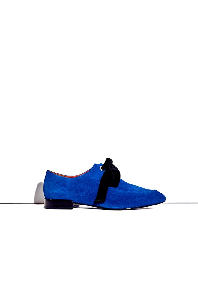 Square-Toe Lace-Up in Electric Blue
