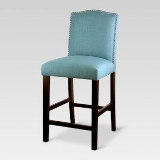 26" Camelot Nailhead Trim Counter Stool Hardwood - Light Blue - Threshold