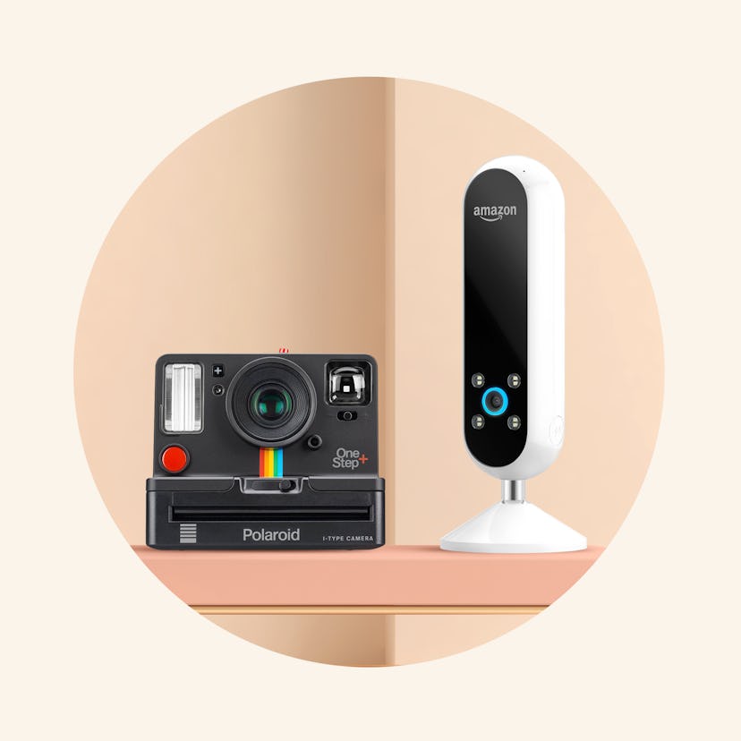 Polaroid Camera Next to the Amazon Ring Indoor Camera