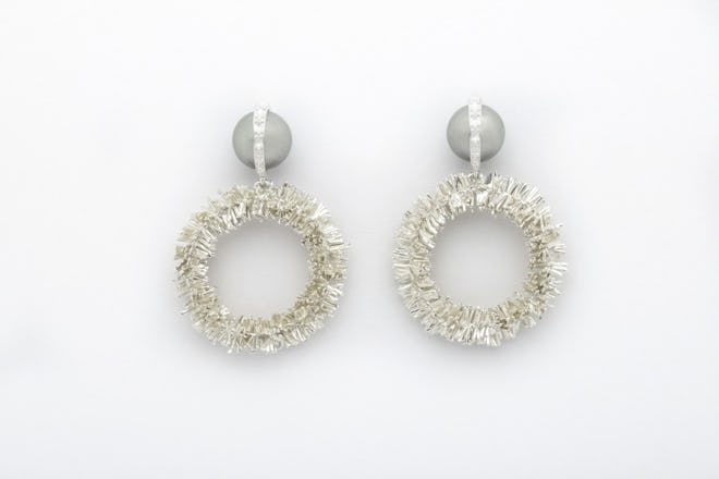 Sparkling Silver Hoops With Wrapped Pearls