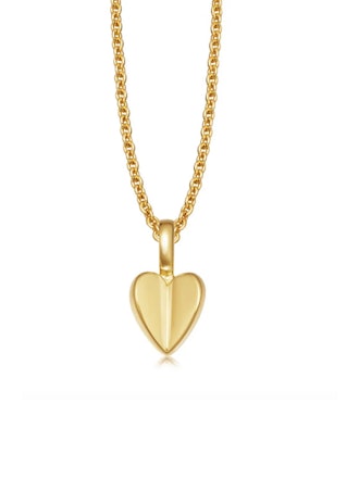 Folded Heart Charm Necklace