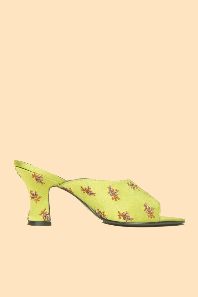 Naomi Chartreuse Satin Slide