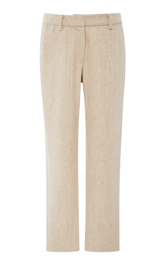 Cropped Textured Wool Trousers