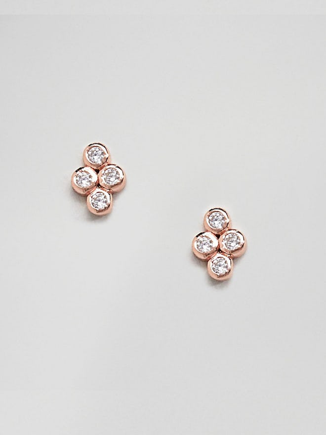 Shashi Sterling Silver 18K Rose Gold Plated Noa Stud Earrings