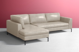 Edlyn Two-Piece Chaise Sectional in Ivory Leather